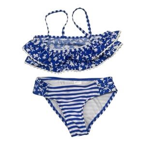 Cat & Jack Girl’s 2Pc Bikini 
Size: XS (4/5) blue white floral toddler swimwear